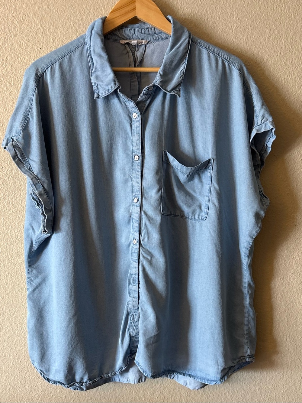 Workshop Republic 2X Light Blue Button Down Shirt 100% Tencel Short Sleeve
